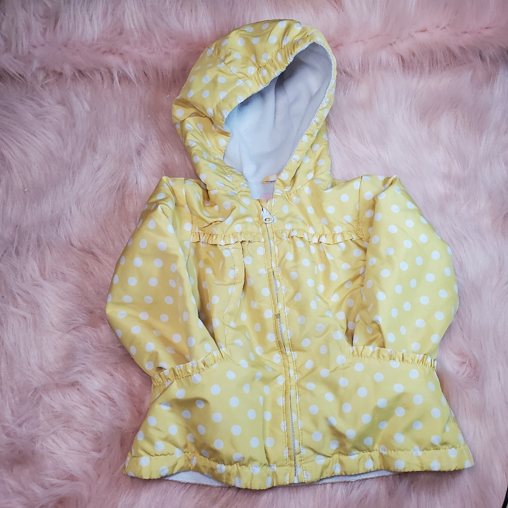 London Fog Ruffle Jacket Yellow with White Dots